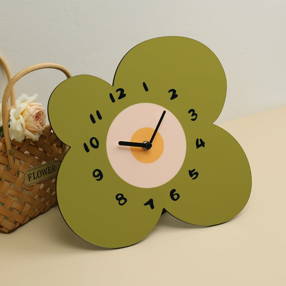 Cartoon Flower Wall Clock Creative Silent INS Style Home Decor