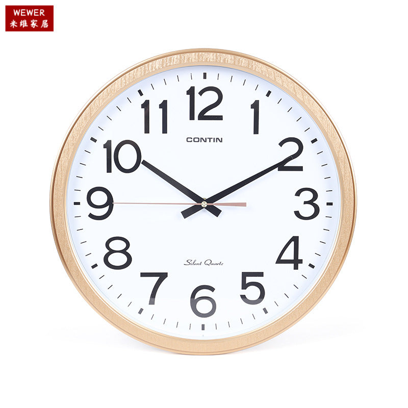 Mi Wei CONTIN Round Wall Clock Large Font Mahogany Chinese A