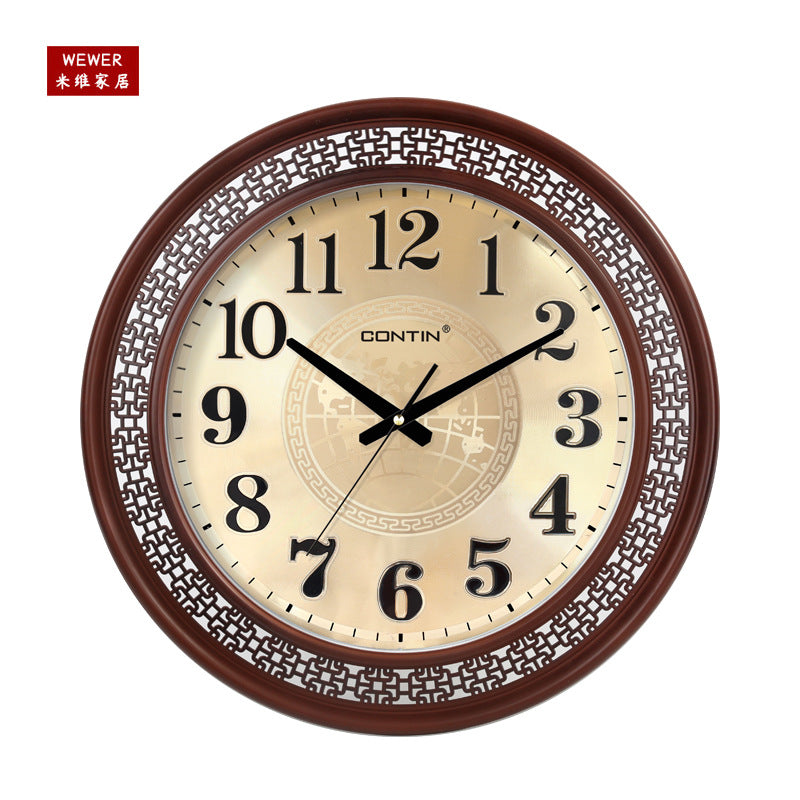 Miwei Oak Frame Wall Clock Large European Style Silent Living