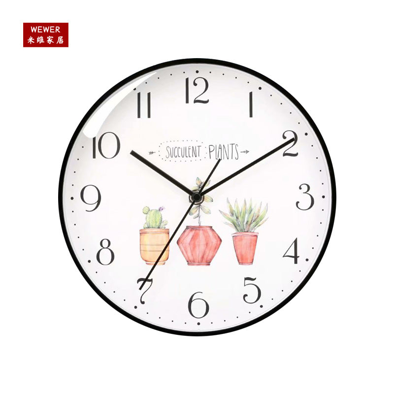Modern Wood Grain Frame Wall Clock Nordic Silent Living Room
