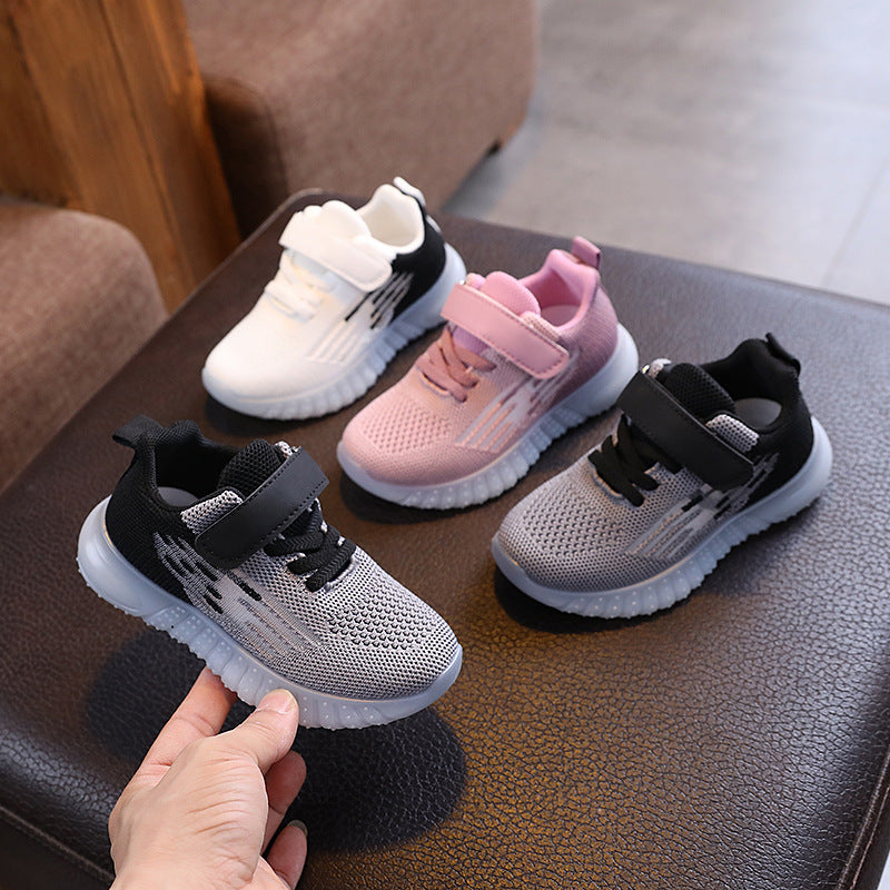 Kids Contrast Color Flying Fabric Sneakers – 2026
