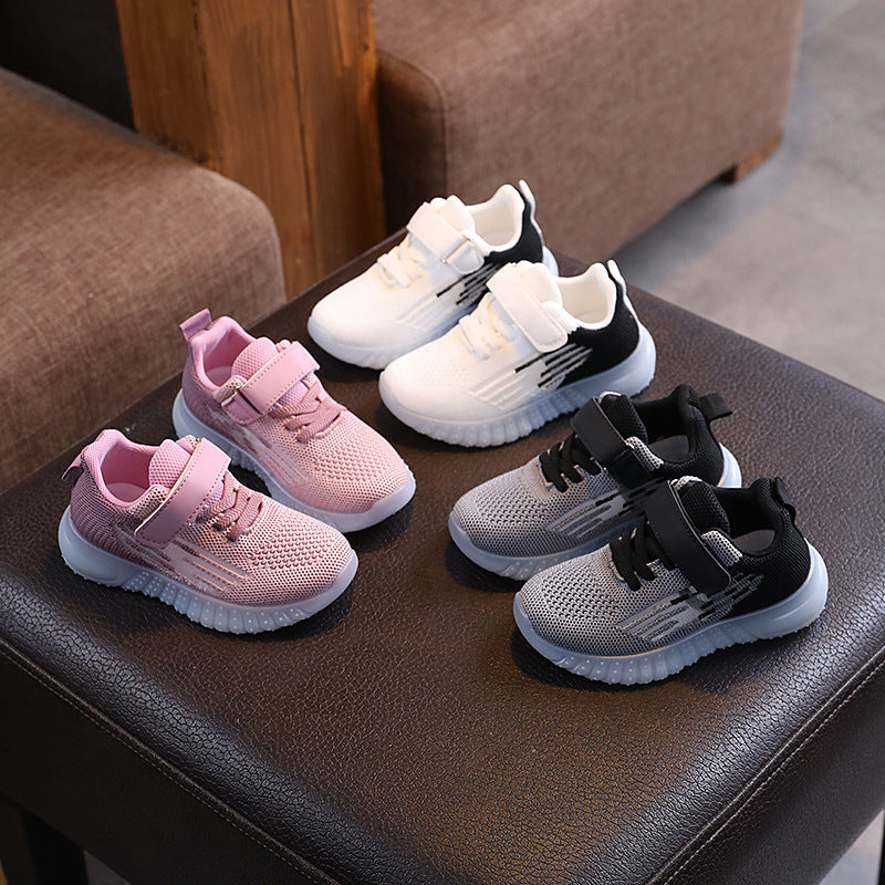 Kids Contrast Color Flying Fabric Sneakers – 2026