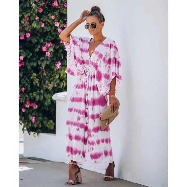 Lace Tie-Dye Relaxed Dress – 2026 "INS" Aura-Glow Leisure Luxe