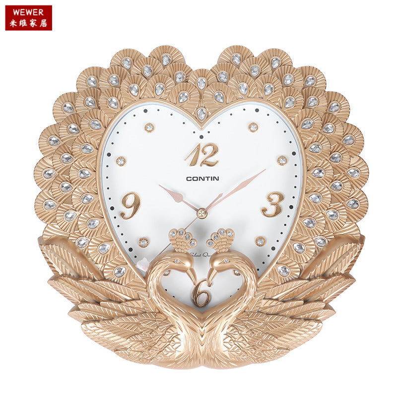 Miwei CONTIN Peacock Style Wall Clock Decorative Living Room