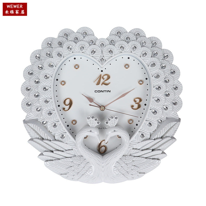 Miwei CONTIN Peacock Style Wall Clock Decorative Living Room