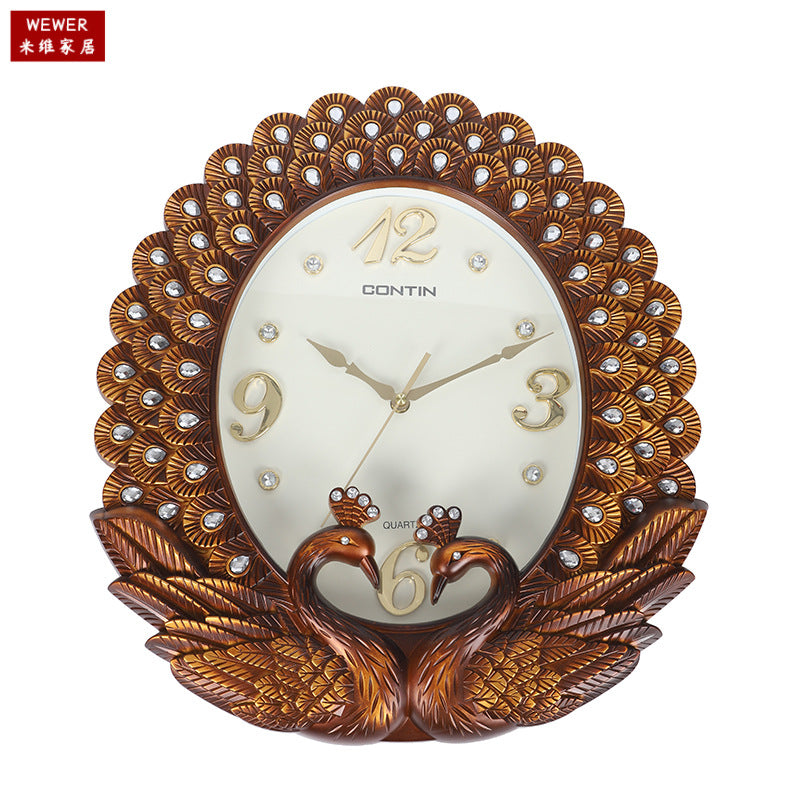 Miwei CONTIN Peacock Shape Wall Clock High-End Home Decoration