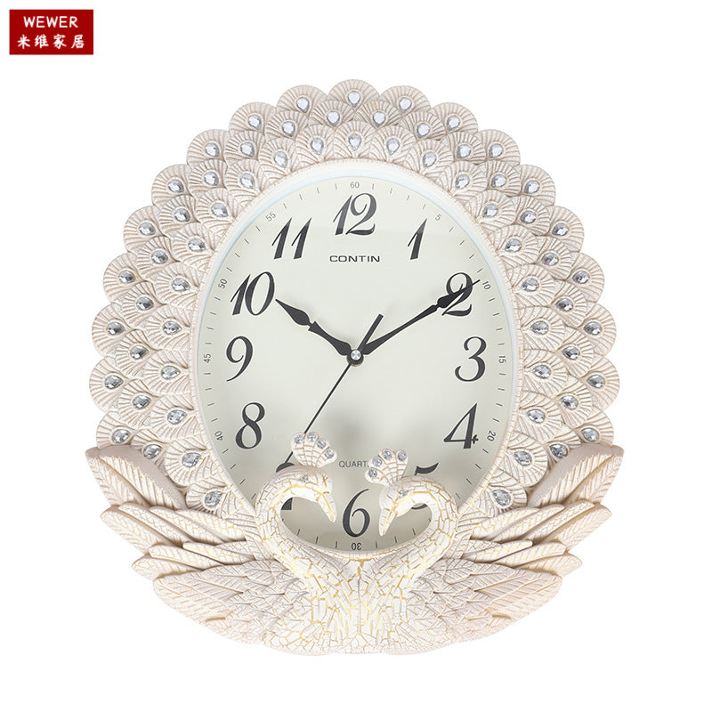 Miwei CONTIN Peacock Shape Wall Clock High-End Home Decoration