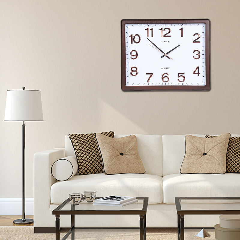 Miwei CONTIN Square Chinoiserie Wall Clock Mahogany Large Font