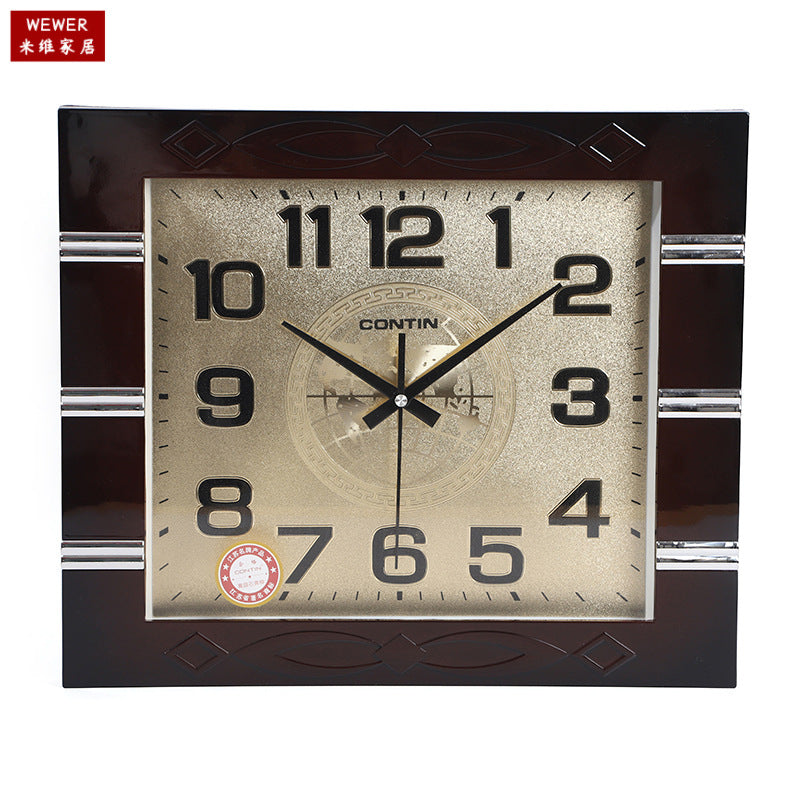 Miwei Square New Chinese Style Wall Clock Elegant Living Room