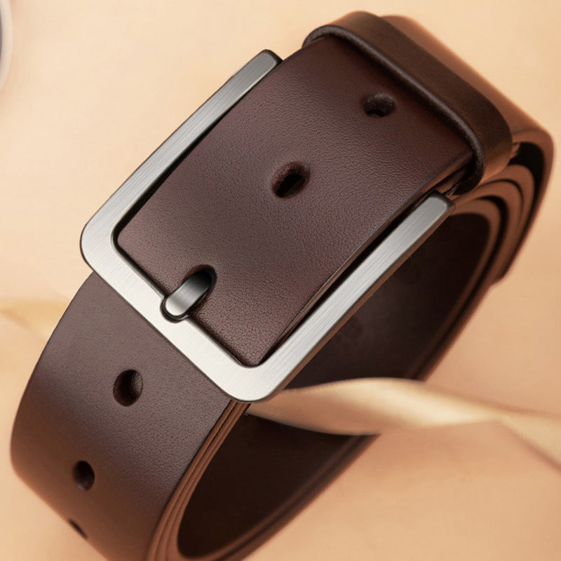 Men’s Genuine Leather Belt – Classic Pin Buckle Style