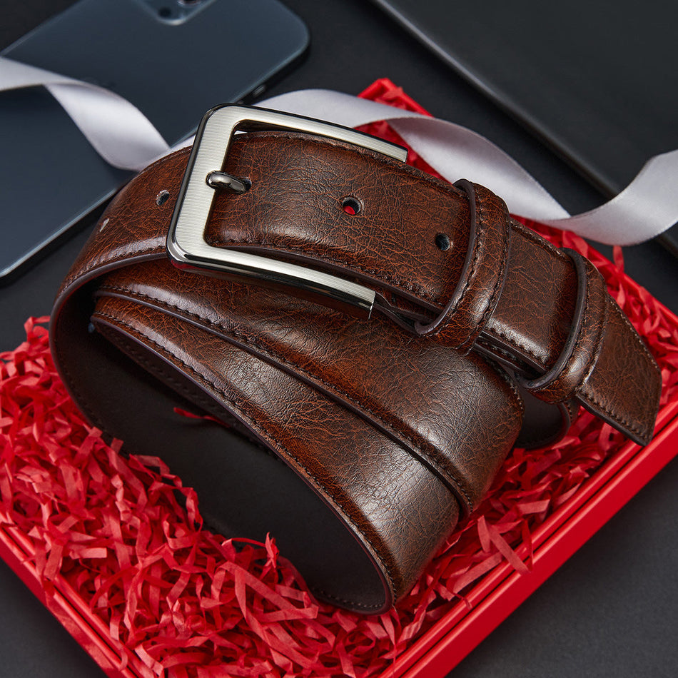 Men’s Genuine Leather Belt – Business Casual Pin Buckle