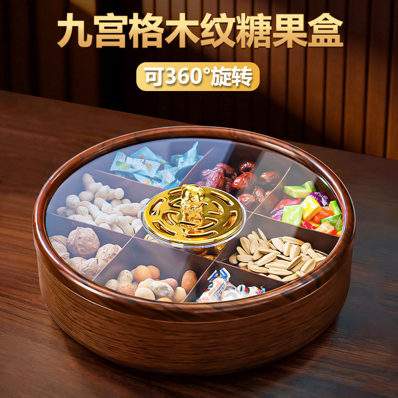 Wood-Like Jiugongge Candy Box Snack Plate Fruit Tray Holders