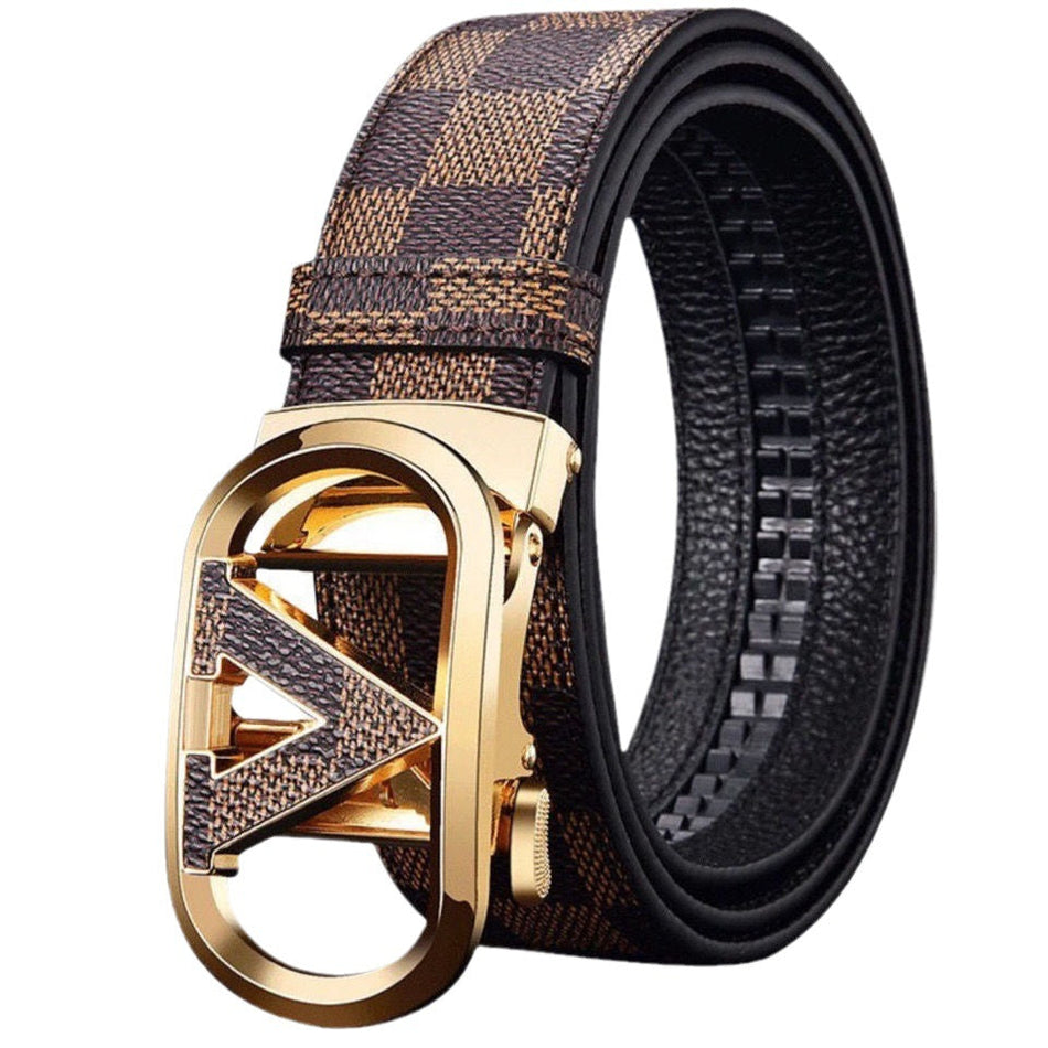 Men’s Cowhide Leather Belt – Automatic Buckle Jeans Belt
