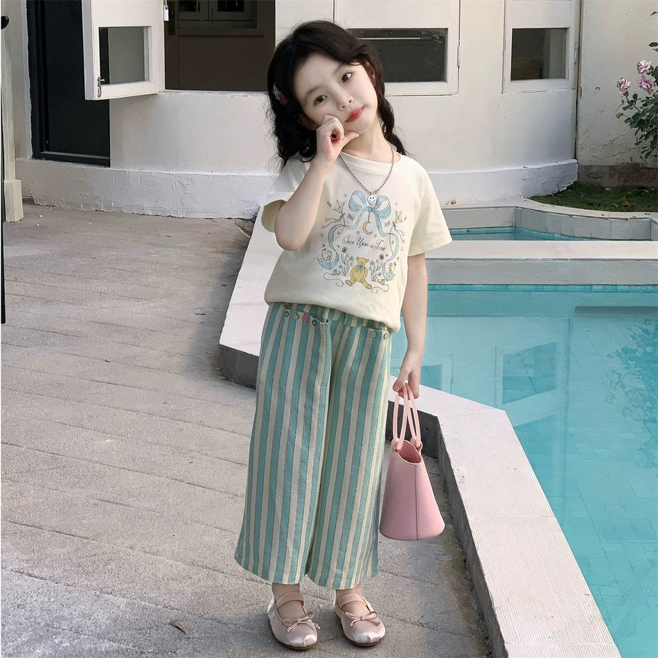 Girls Wide-Leg Pants & T-Shirt Summer Set 2026