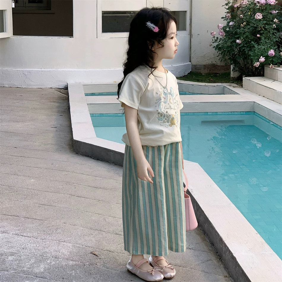 Girls Wide-Leg Pants & T-Shirt Summer Set 2026