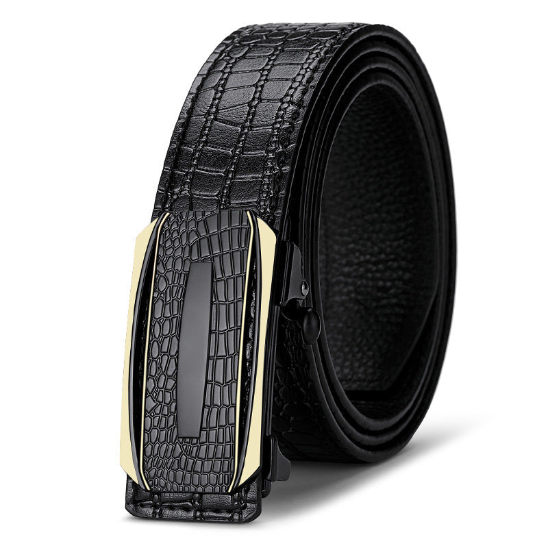 Men’s Top Layer Cowhide Belt – Crocodile Pattern Buckle
