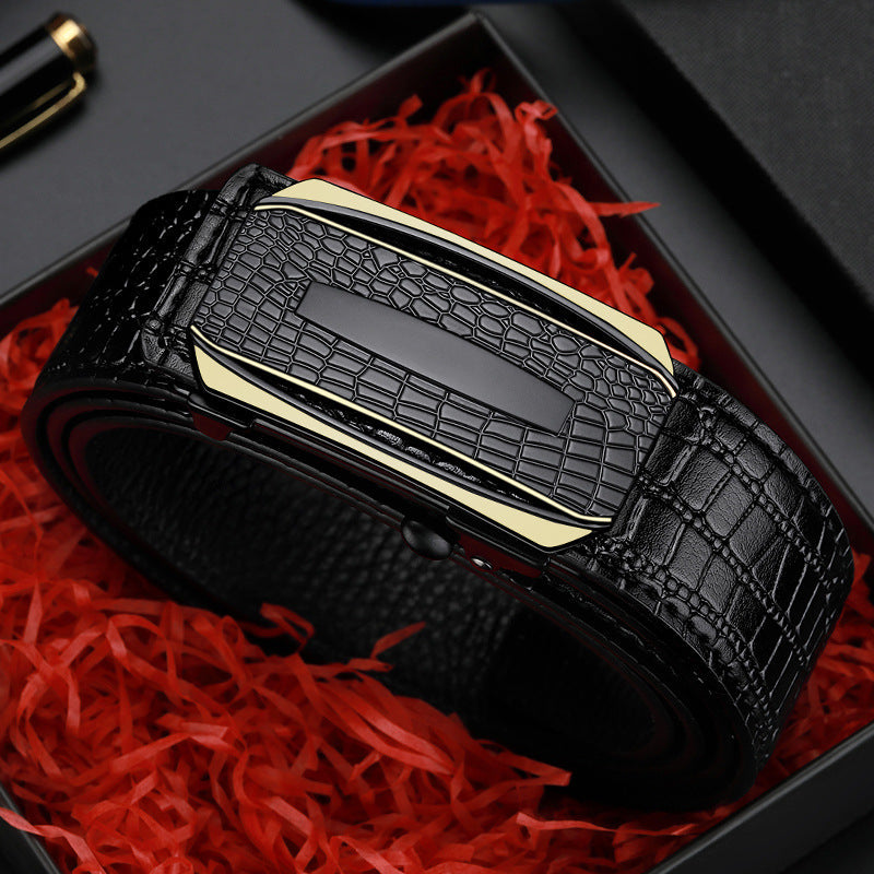Men’s Top Layer Cowhide Belt – Crocodile Pattern Buckle