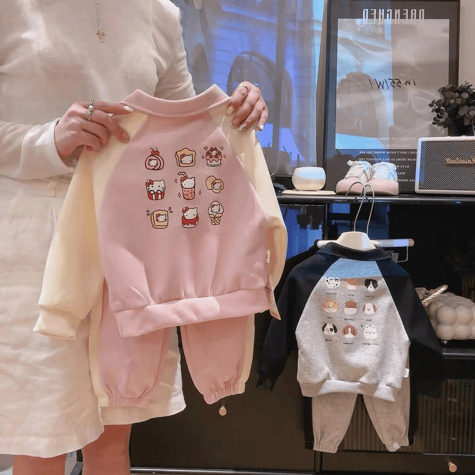 Kids Korean Cartoon Sweatshirt & Sweatpants Set 2026
