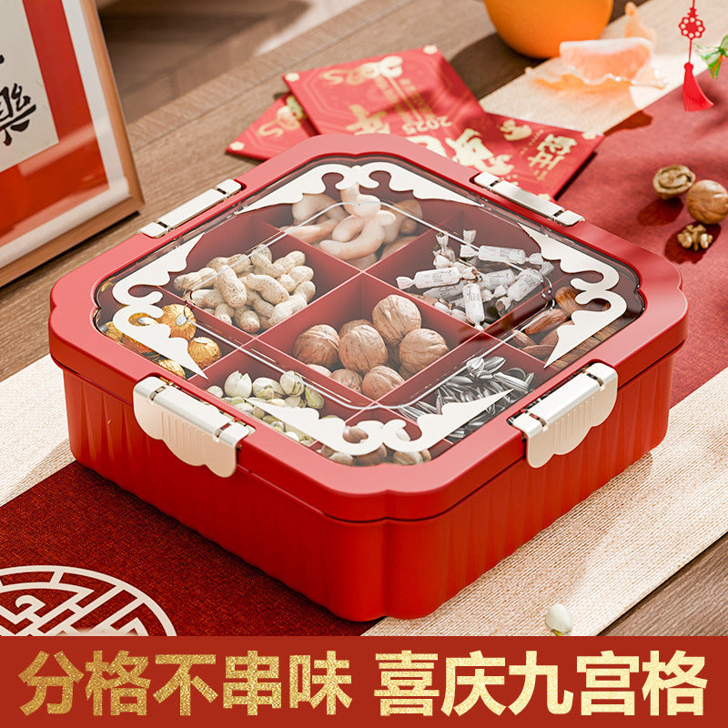 Jiugongge New Year Candy Boxes Fruit Tray Coffee Table Decor