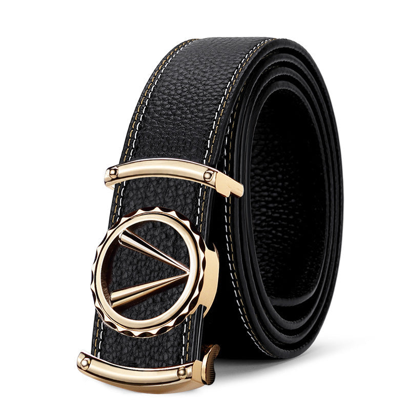 Trendy Men's Leather Automatic Buckle Belt