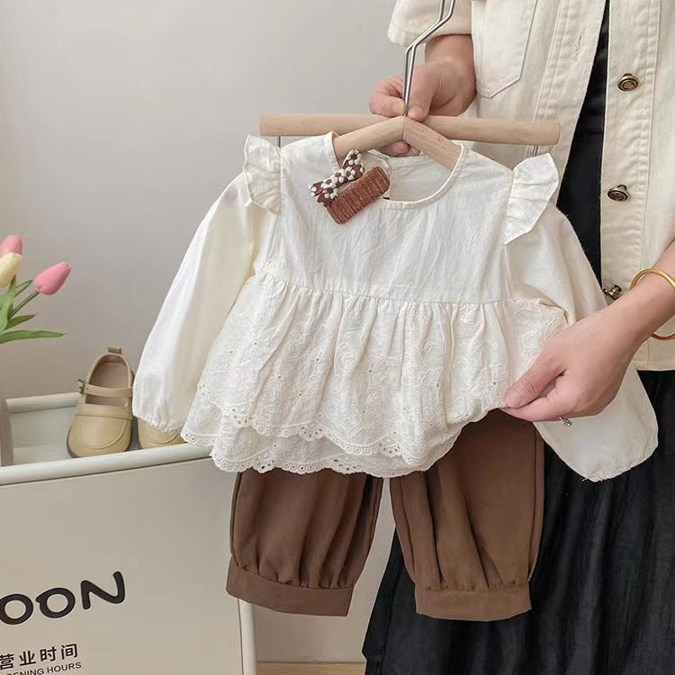 Girls Cotton Embroidered Doll Shirt & Pants Set 2023