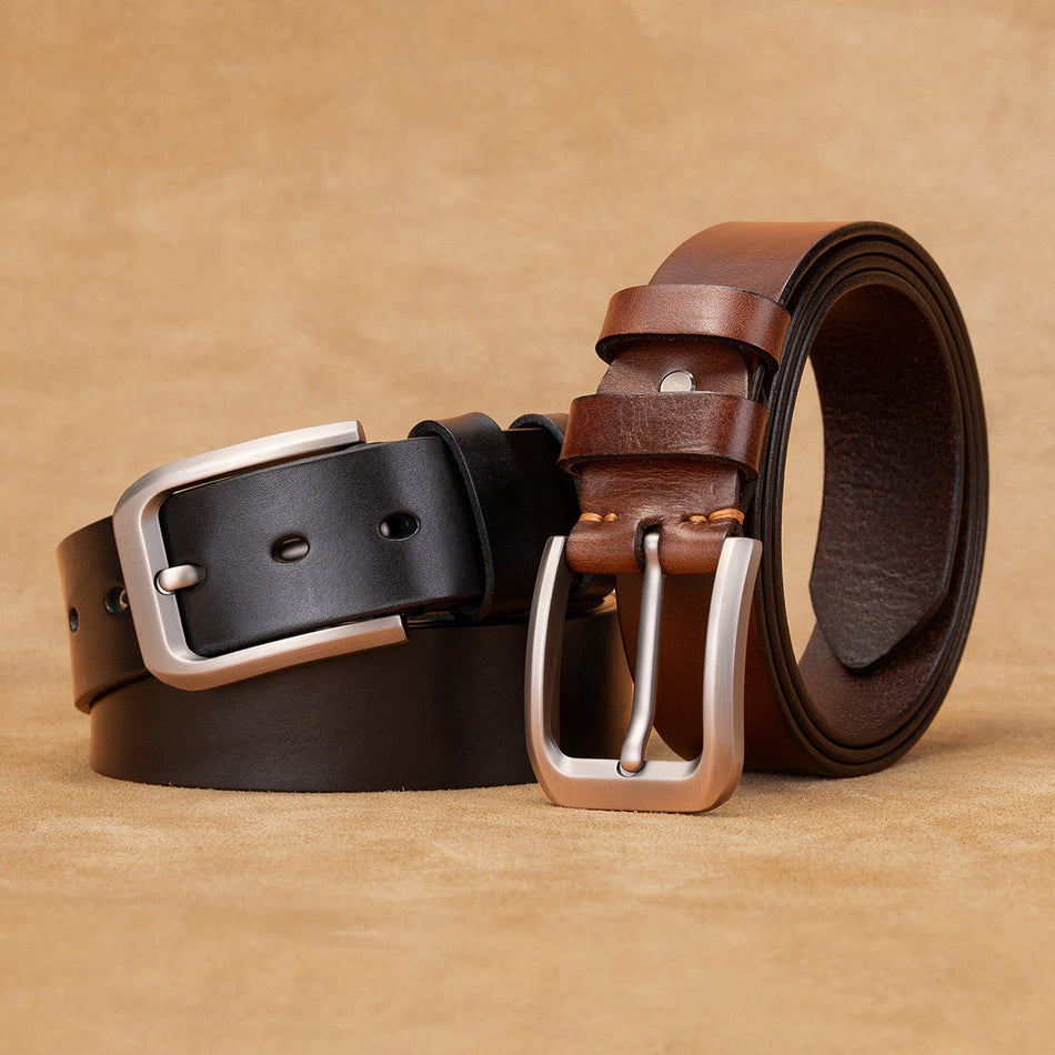 Premium Men’s Cowhide Leather Pin Buckle Belt