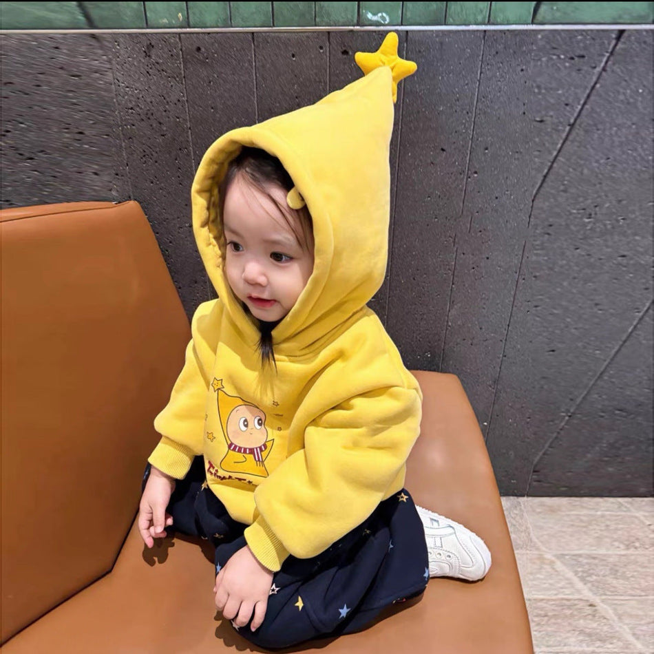 Girls Cartoon Star Hooded Sweatshirt & Pants Set 2026