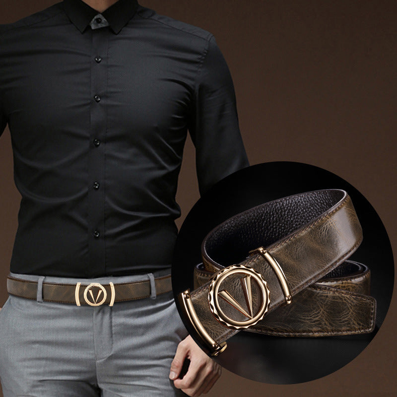 Men’s Cowhide Leather Crocodile Pattern Belt