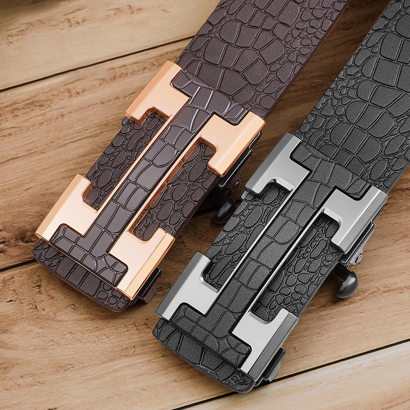 Men’s Genuine Leather Automatic Buckle Belt