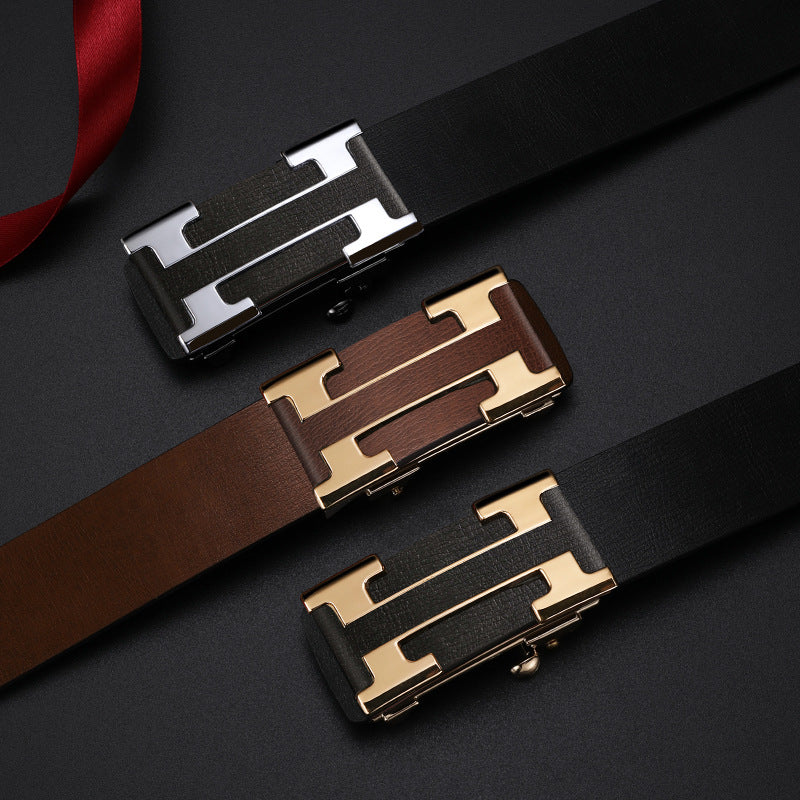 2024 Men’s Genuine Leather Automatic Buckle Belt