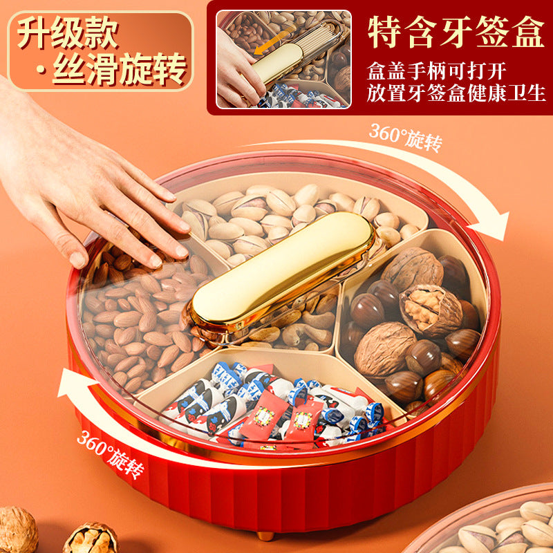 New Year Candy Box Rotating Fruit Plate Coffee Table Storage