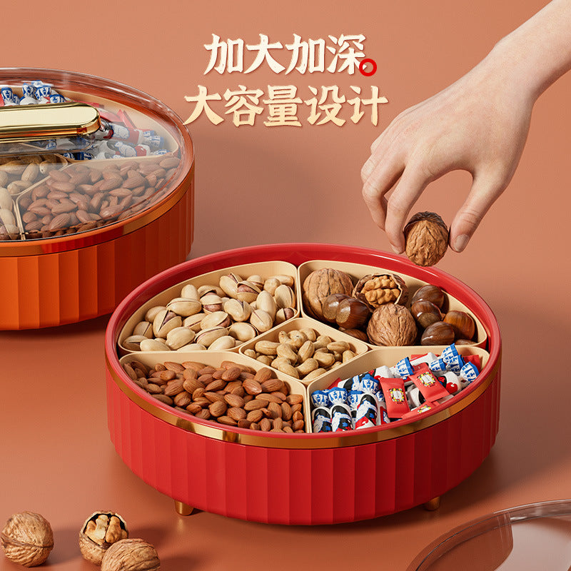 New Year Candy Box Rotating Fruit Plate Coffee Table Storage