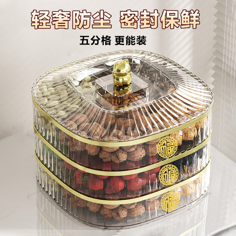 Light Luxury Sealed Nut Candy Plate Fruit Storage Box TrayII