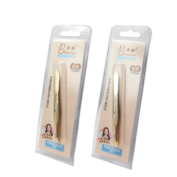 Gold-Plated Arrow Eyebrow Tweezers | Stainless Steel Clip