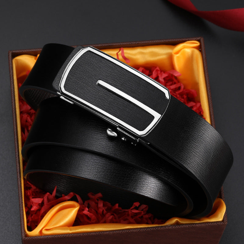 Men’s Cowhide Leather Toothless Automatic Belt