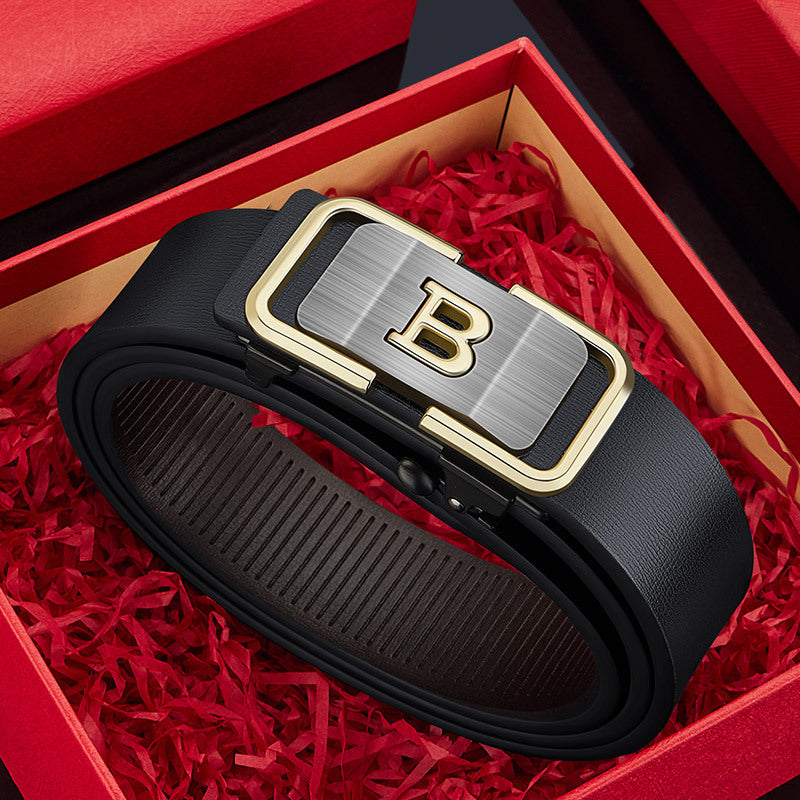New Men’s Genuine Leather Toothless Automatic Belt