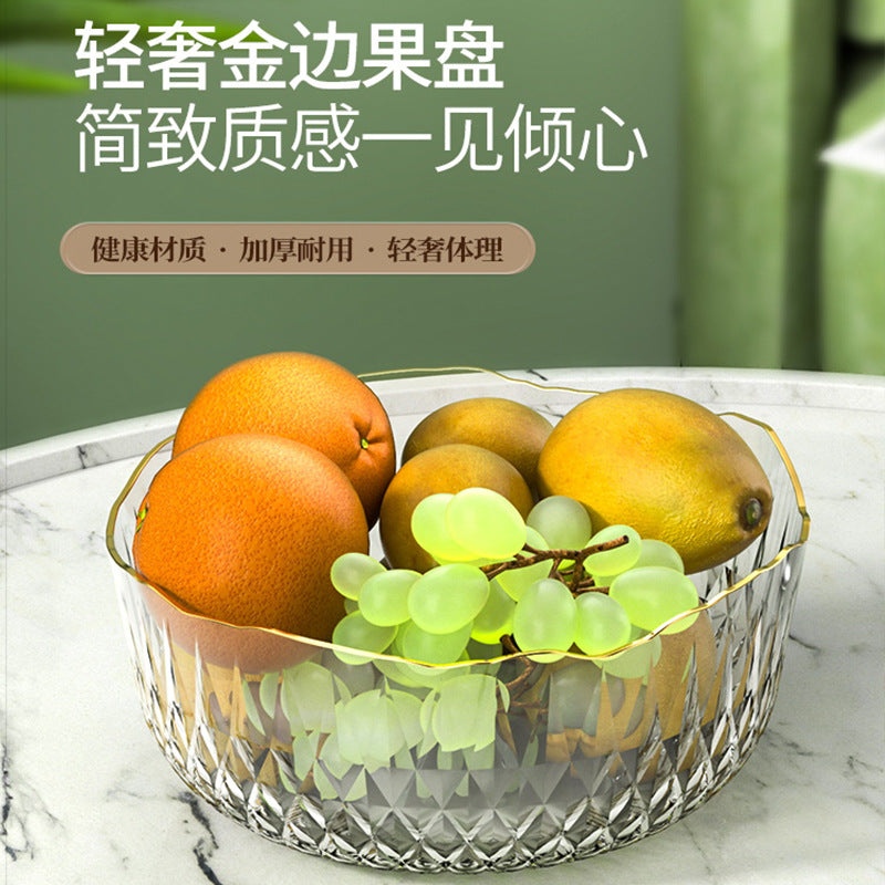 Gold Edge Fruit Plate Living Room Salad Dessert Snack Bowl