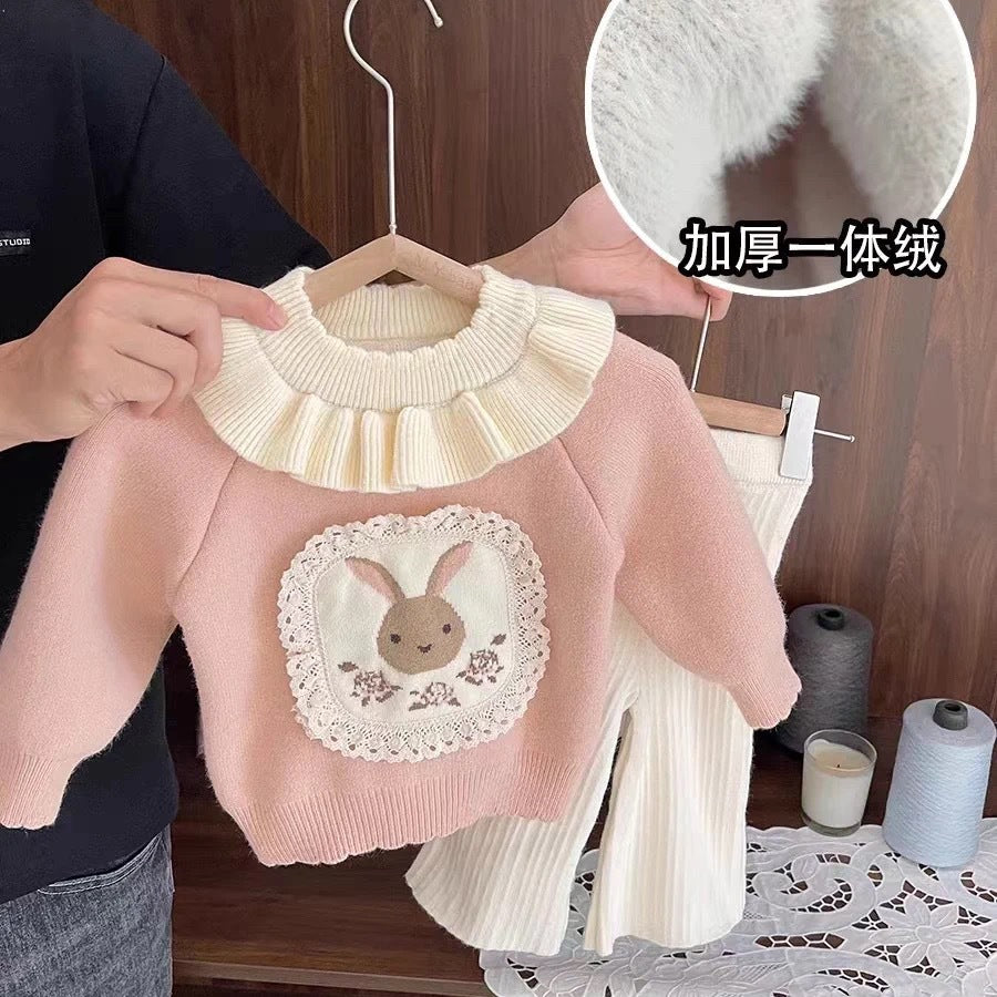 Girls Velvet Pullover & Pants Winter Set 2026