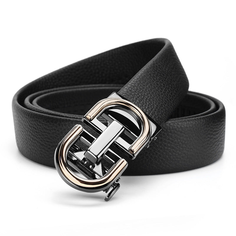 Men’s Leather Automatic Buckle Business Belt