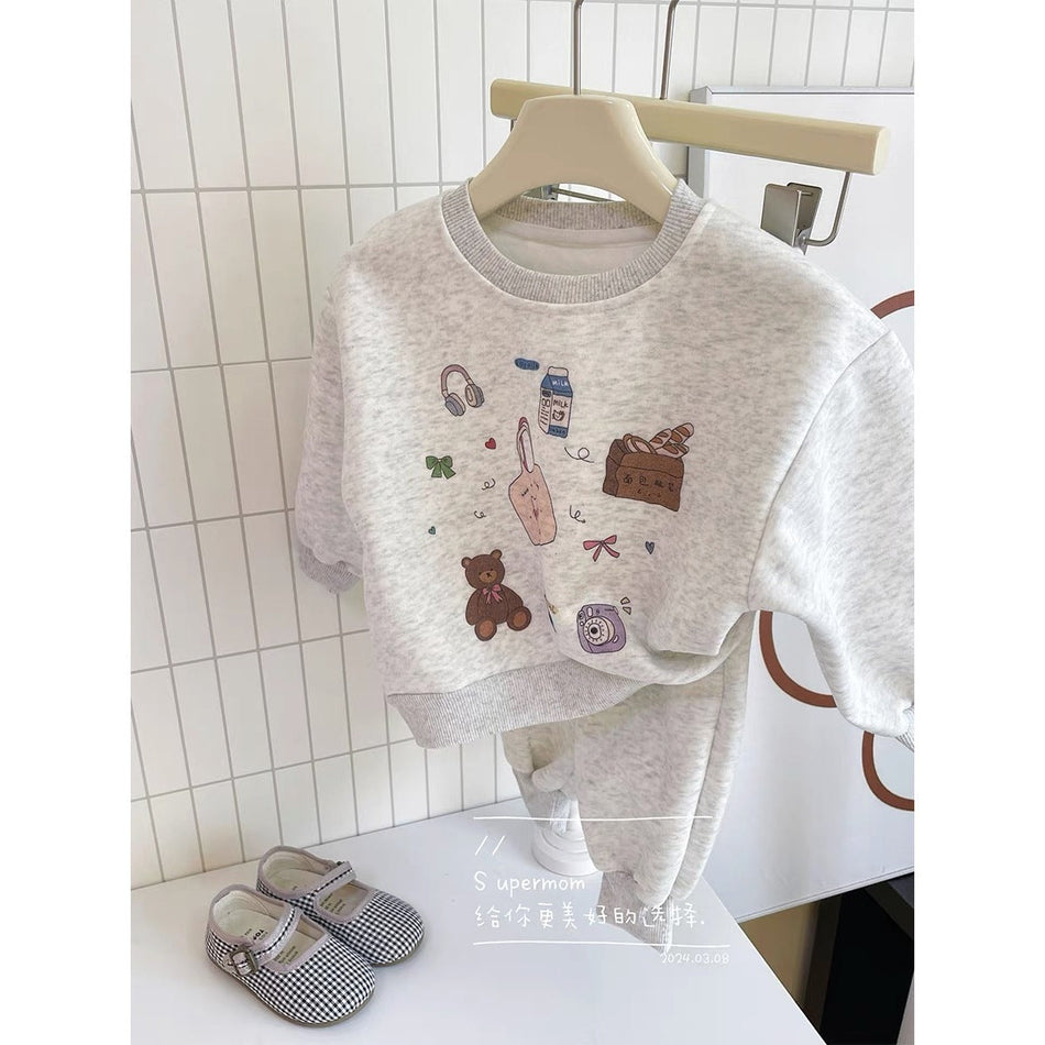 Girls Cartoon Sweatshirt & Pants Set 2026