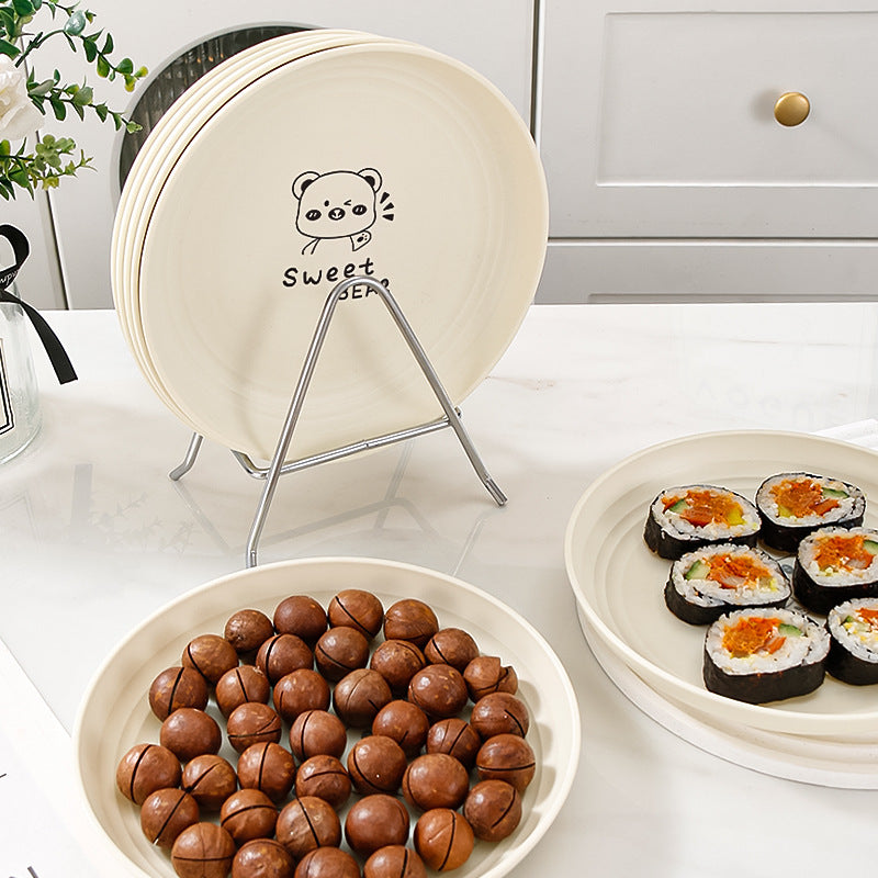 Bear Cream Style Round Dinner Plate Fruit Snack Storage Tray