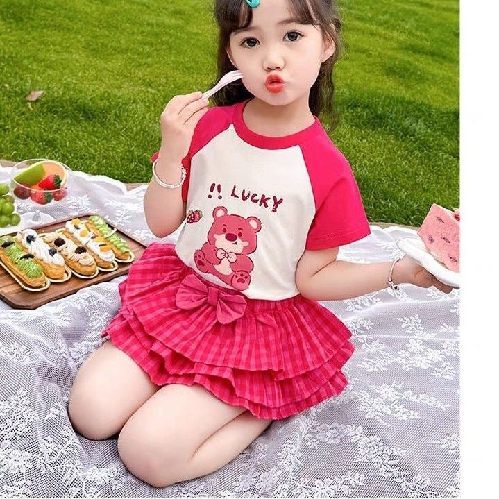 Girls Strawberry Bear Top & Cake Skirt Set 2026