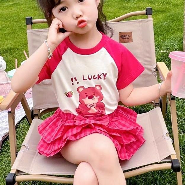 Girls Strawberry Bear Top & Cake Skirt Set 2026