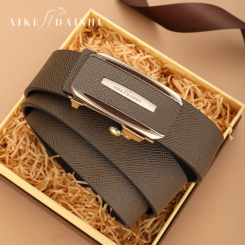New Men’s Toothless Automatic Cowhide Belt