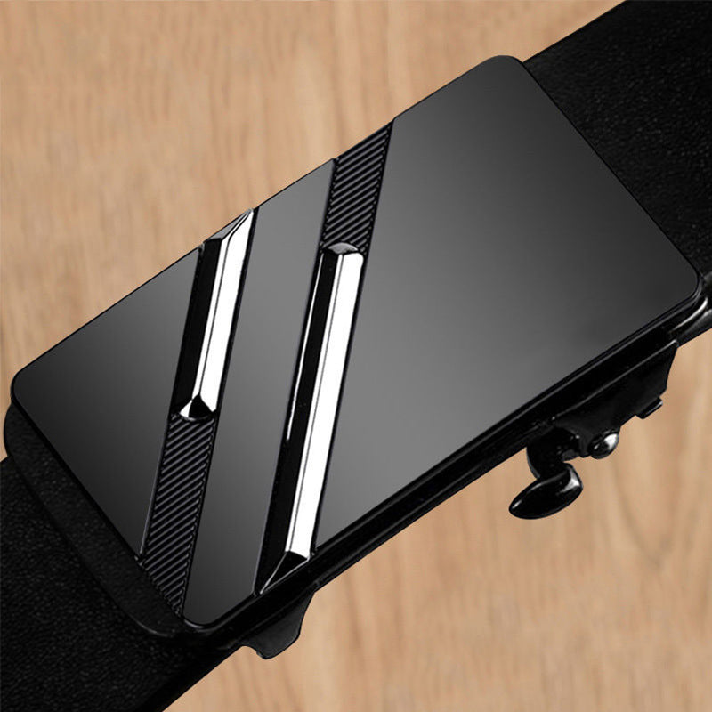 Men’s Leather Toothless Automatic Perforated Belt