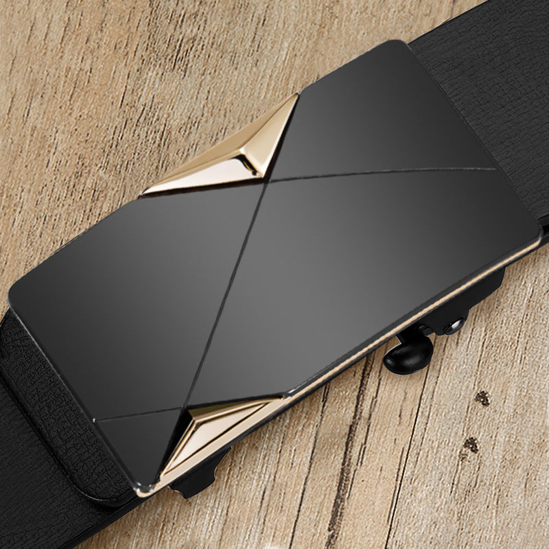 Men’s Leather Toothless Automatic Perforated Belt