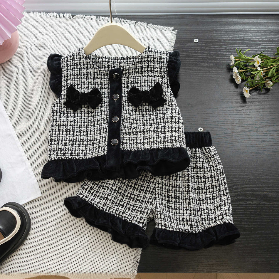 Girls Plaid Vest & Shorts Spring Set 2026