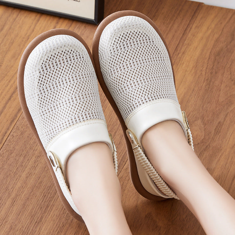 Cotton Linen Breathable Half Slippers for Moms