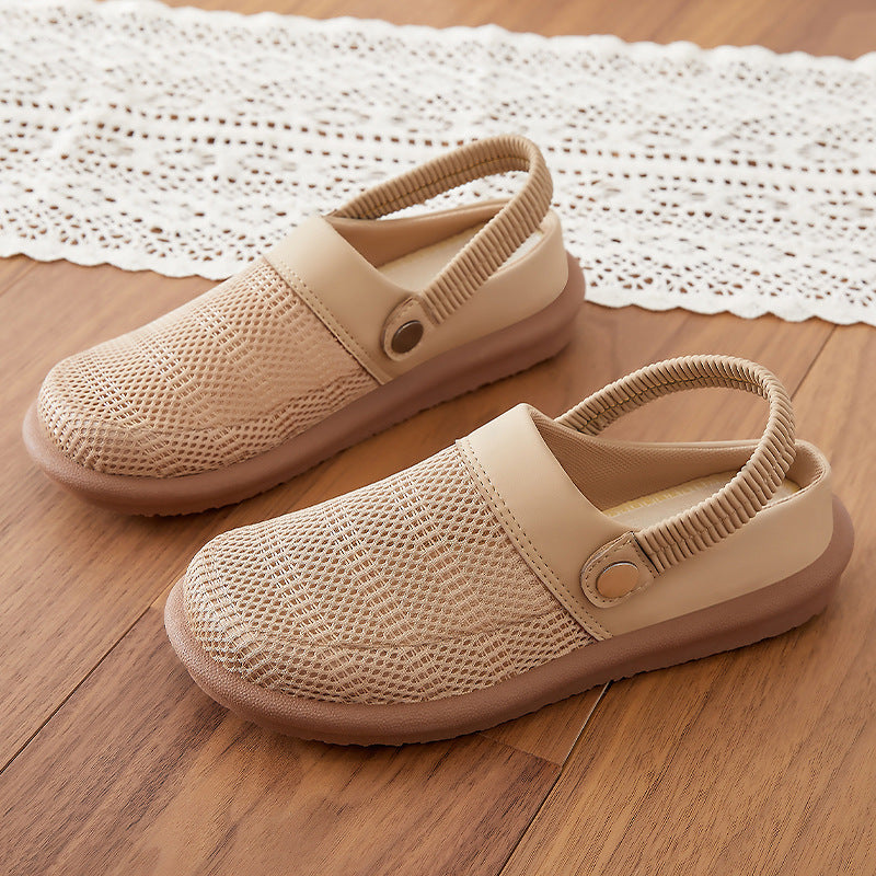 Cotton Linen Breathable Half Slippers for Moms