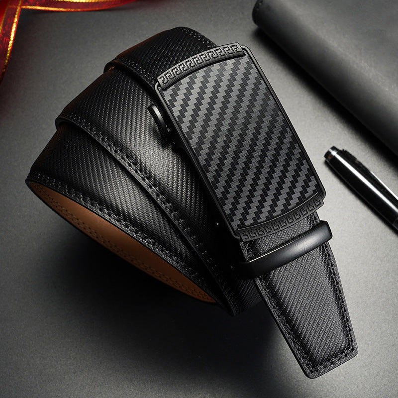 New Men’s Genuine Leather Automatic Buckle Belt